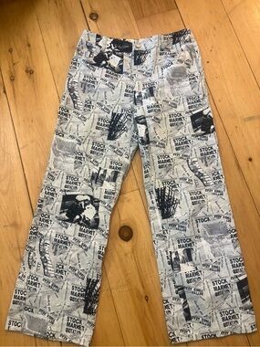 Set of three dress pants 👖 Newspaper Print Jeans in White and Black, plaid x2